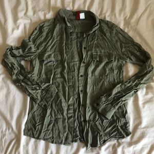 H&M Olive Button Up Shirt